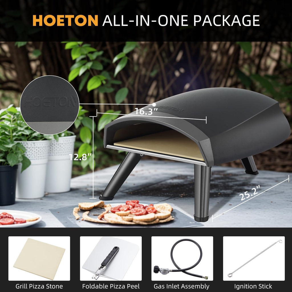 Gas Pizza Oven Outdoor, 12" Portable Propane Pizza Oven for Stone Baked Pizza, Ideal for Outdoor Kitchen, Backyard
