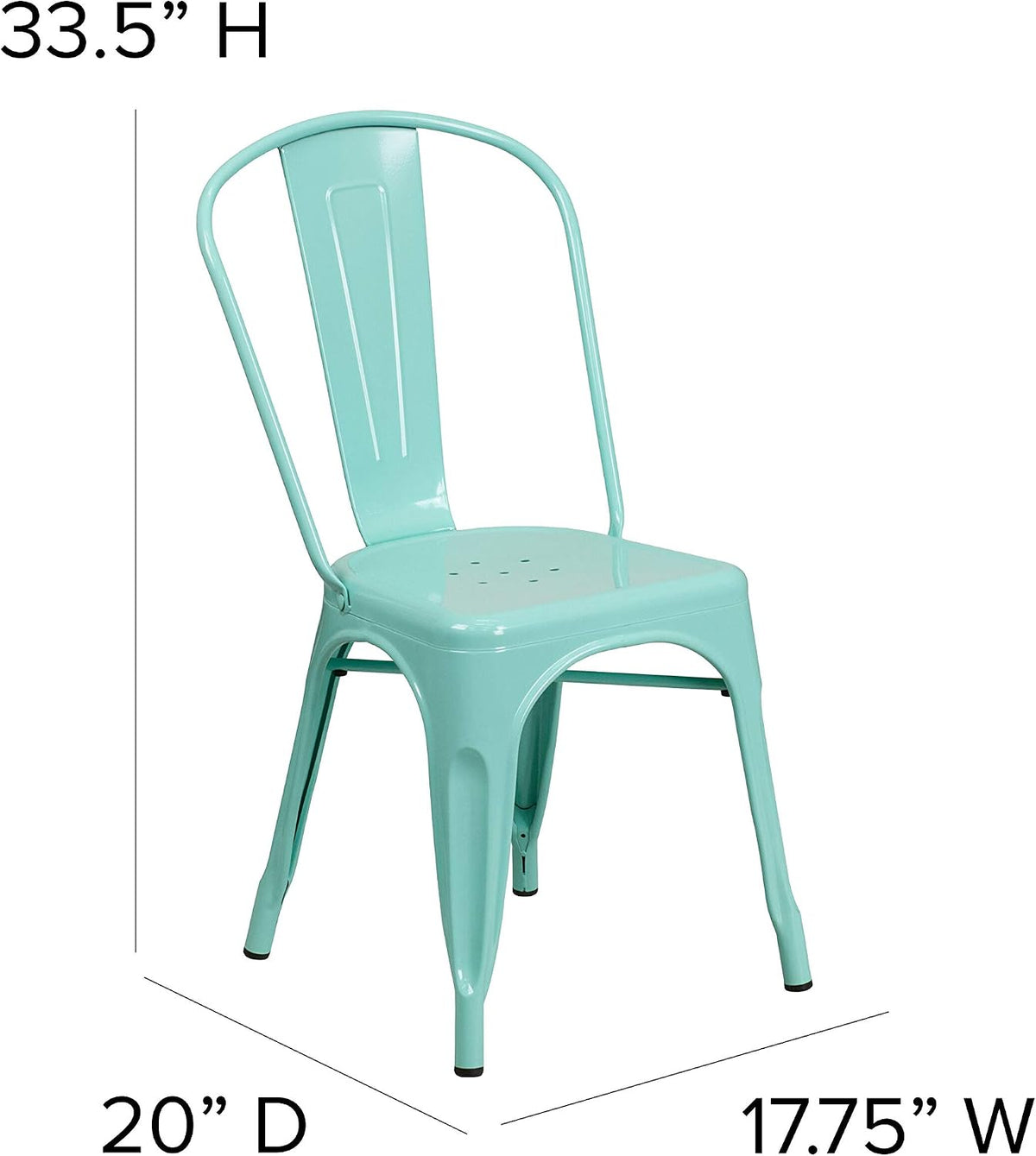 Metal Indoor/Outdoor Stackable Chair, Green, 4-Pack