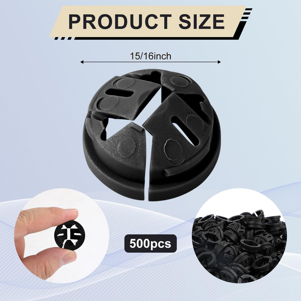 500pcs Non-Metallic Push-in Cable Connectors, 3/8-1/2 Inch (Black)