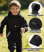 Boys Rain Jacket & Pants Kids Rain Suit Black 10-12 Years