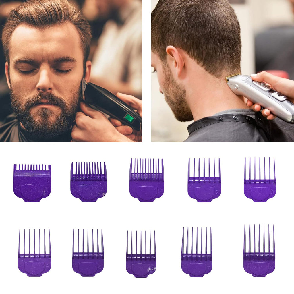 Magnetic Clipper Guards Guide Comb Set for Andis Master (1/16-1 Inch) 10pcs | (Purple), Rare Earth Magnet & First
