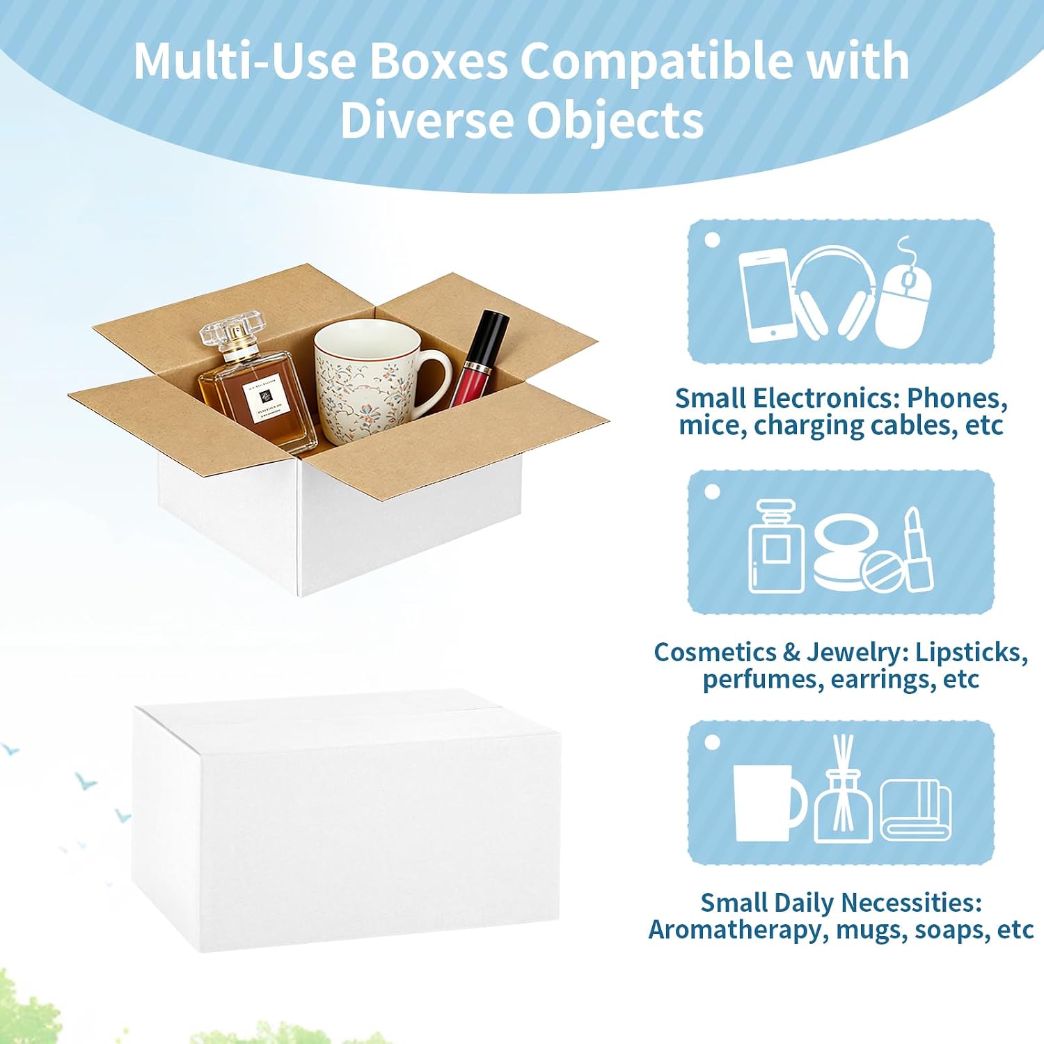 10 Pack 6x4x4 Inch Small Shipping Boxes White Corrugated Cardboard Boxes Mailer for Small Business, Mailing Boxes for