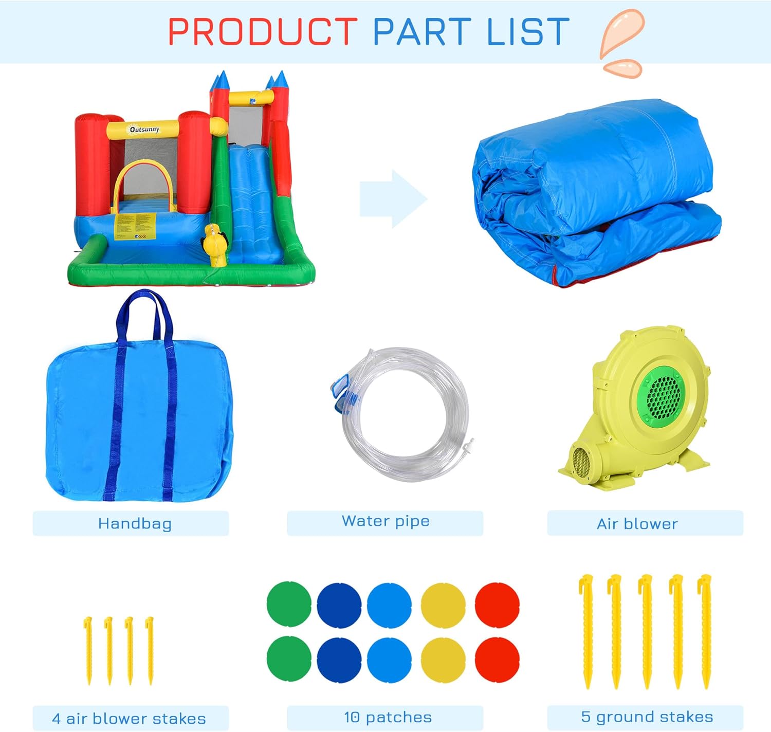 6-in-1 Kids Bounce House Inflatable Water Slide with Pool, Water Cannon, Climbing Wall, Inflator Included, Jumping