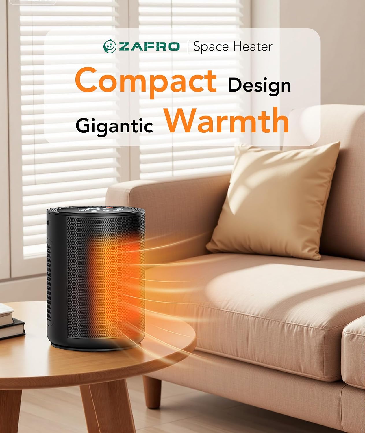 1500W Space Heater with Remote, 24H Timer & Digital Thermostat | PTC Ceramic Fast Heat, 5 Heating Modes & Overheat