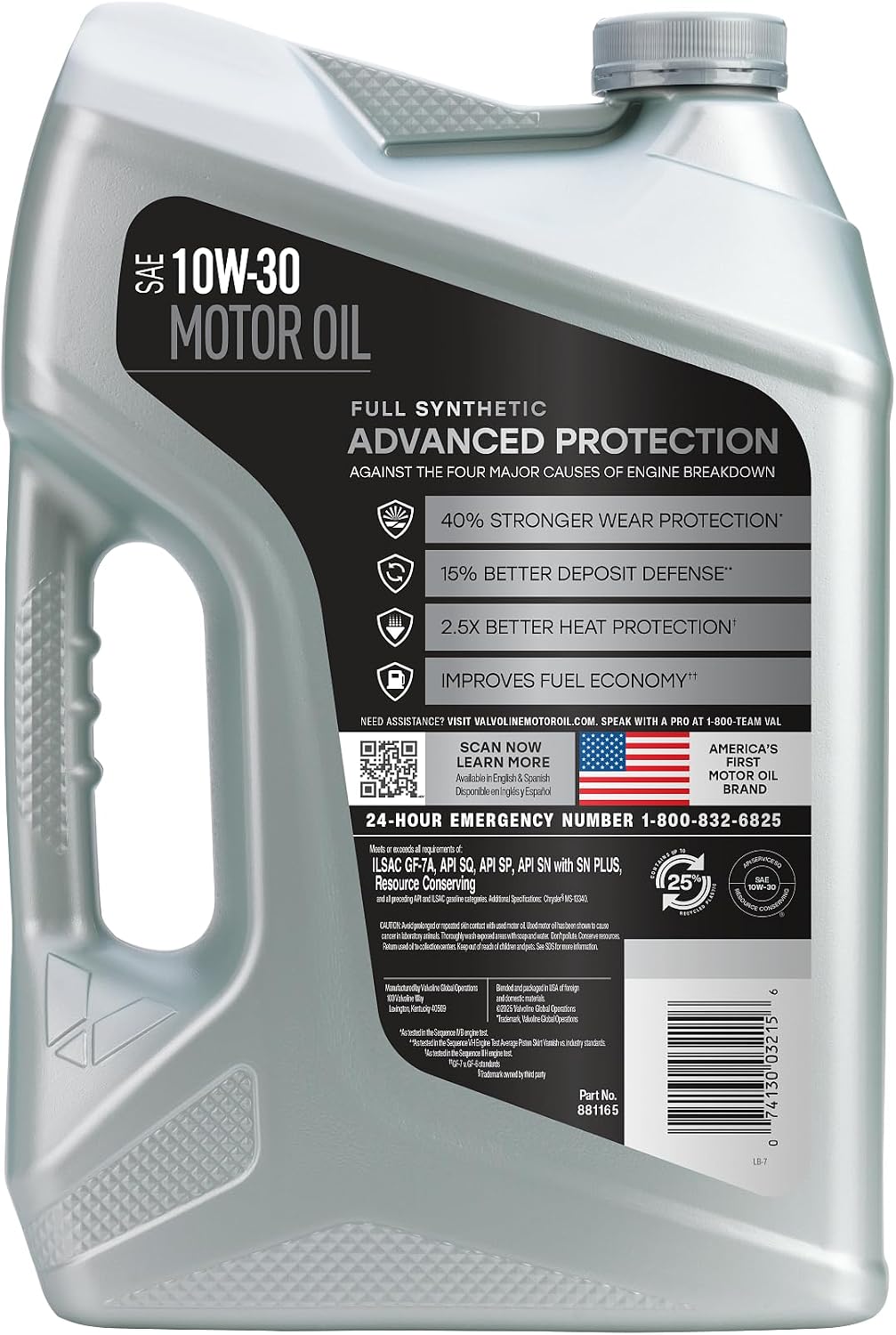 Valvoline Advanced Full Synthetic SAE 10W-30 Motor Oil 5 QT