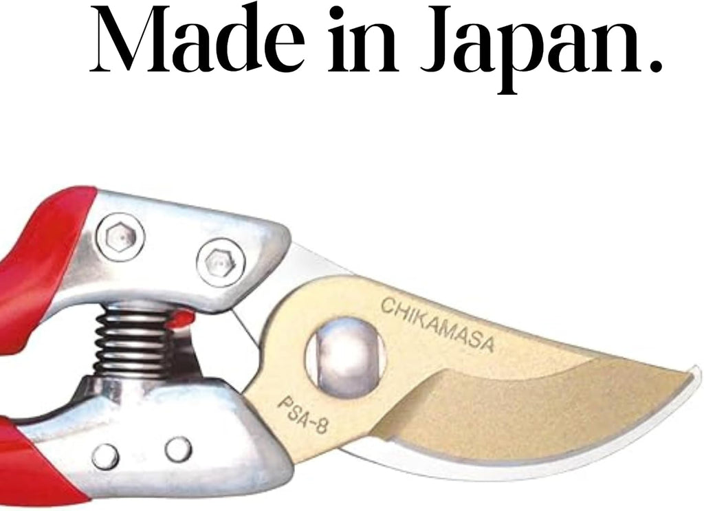 CHIKAMASA PSA-G8 Professional Sharp Pruning Shears with a Die-Cast Aluminum Handle. Fluorine coated blades, Perfect