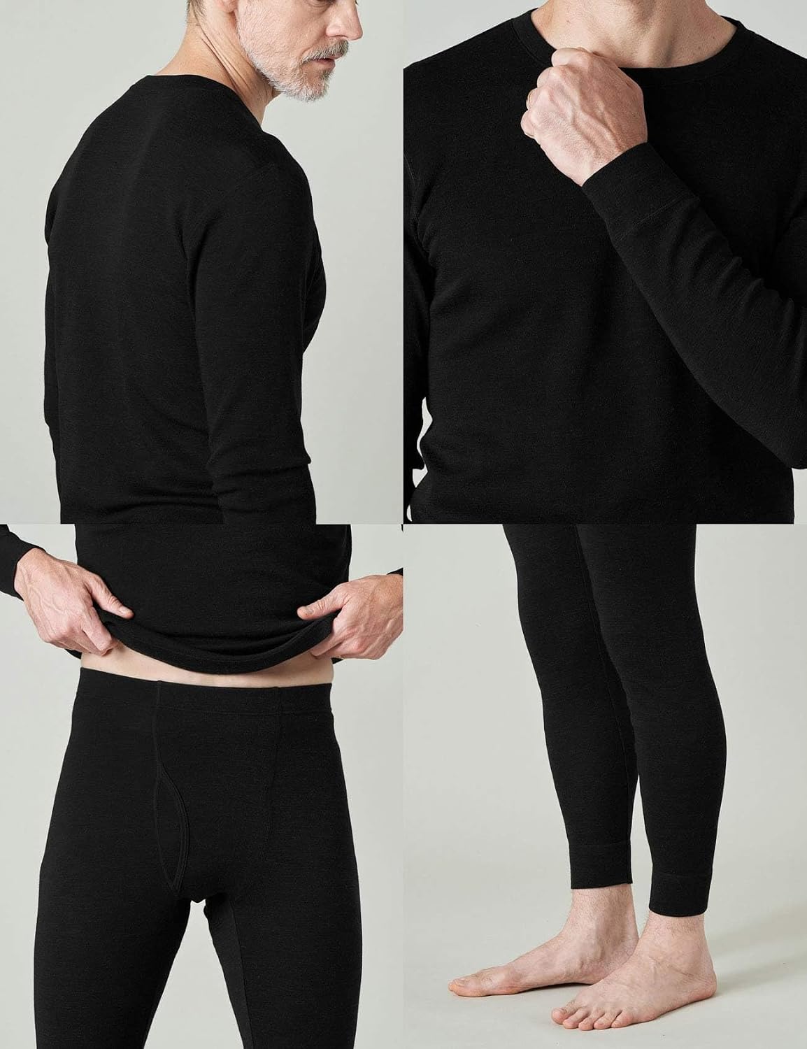 Men's 100% Merino Wool Base Layer Set M31/M126/M141/M144 | Soft, itch-free long john thermal set with top & bottom