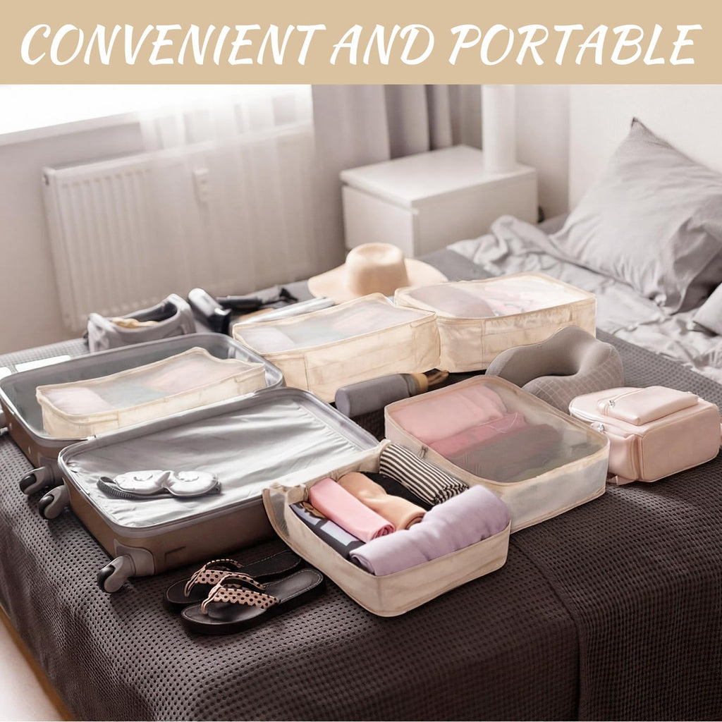 4 Pcs XL Packing Cube for Travel Luggage,Simple,Beige