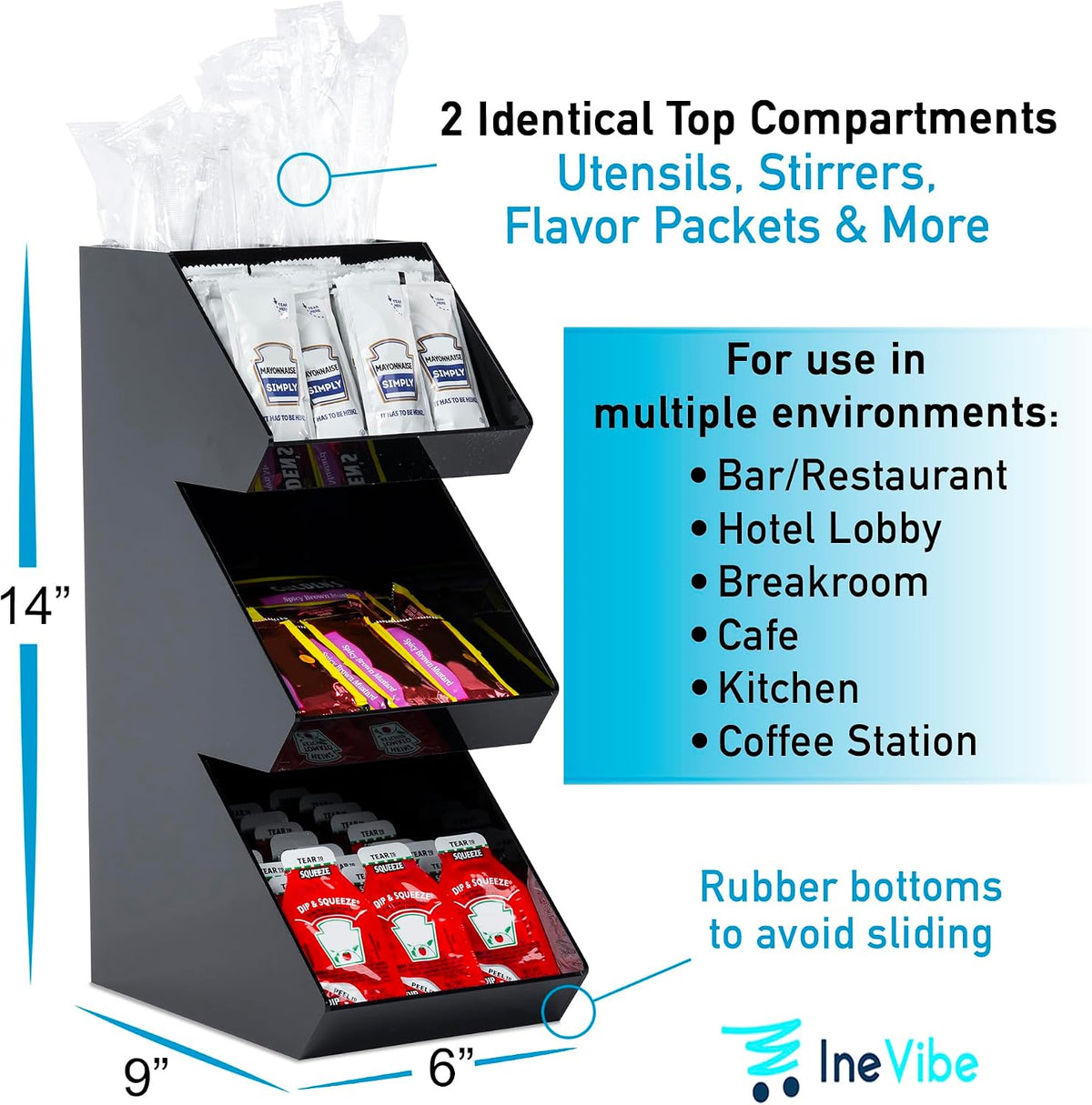 Condiment Holder Stand, 3 Tier Coffee Station Organizer