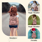Backpack Purse for Women, PU Leather Ladies Backpack, Pink