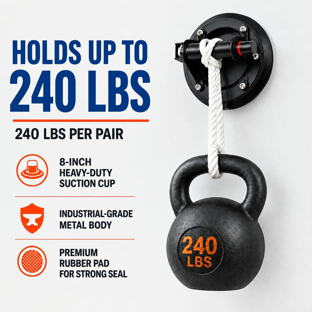IMT 8" Glass Suction Cups for Granite & Glass Lifting, Vacuum Suction Glass Lifter with Handle, 240lbs Load Capacity W/Free Case