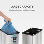 4 Gal Stainless Steel Wings Open Lid Sensor Bathroom Trash Can