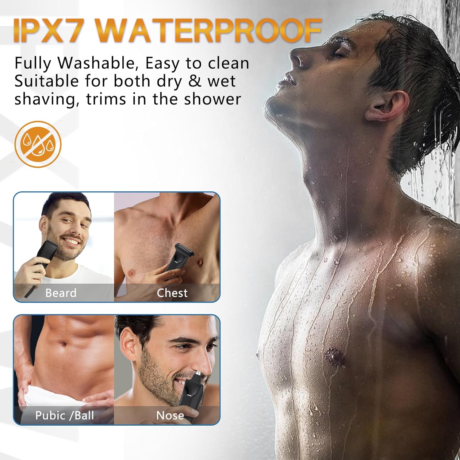 Manscape Body & Beard Trimmer for Men, IPX7 Waterproof Groomer Kit | LED Light Groin & Body Hair Trimmer, Ball