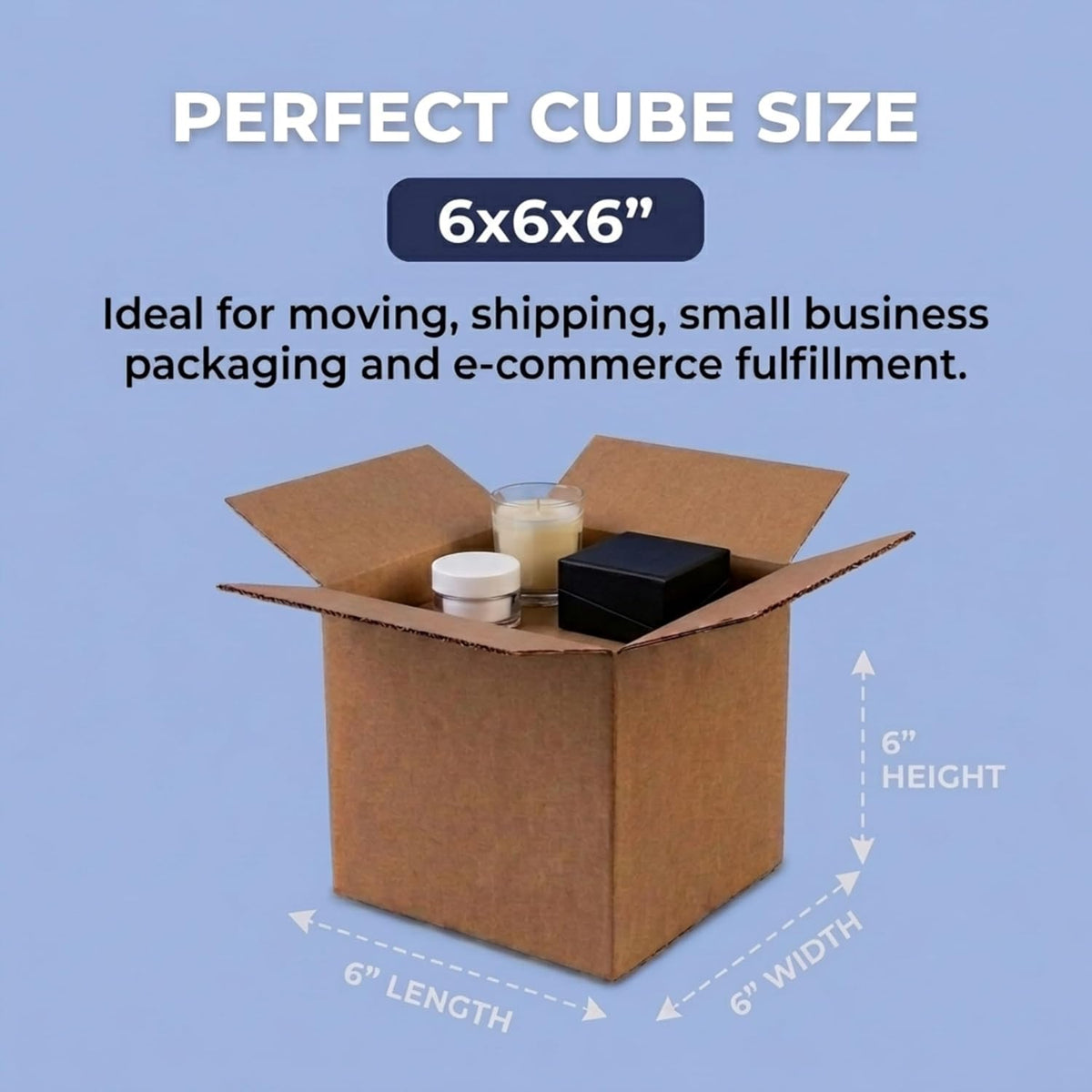 Small Shipping Boxes Holds 65lbs, 6x6x6 25-Pk Shipping