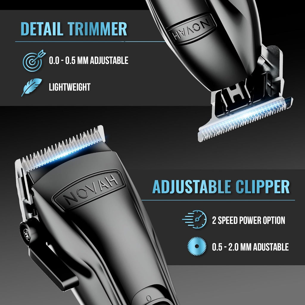 Novah Professional Barber Clippers and Trimmer Set - Foil Shaver Professional Hair Clippers for Men, Mens Cordless
