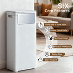 Tall Bathroom Trash Can with Lid, Skinny Commercial Trash Bin with Handle, Space Saving 8 Gallon Plastic Garbage Can