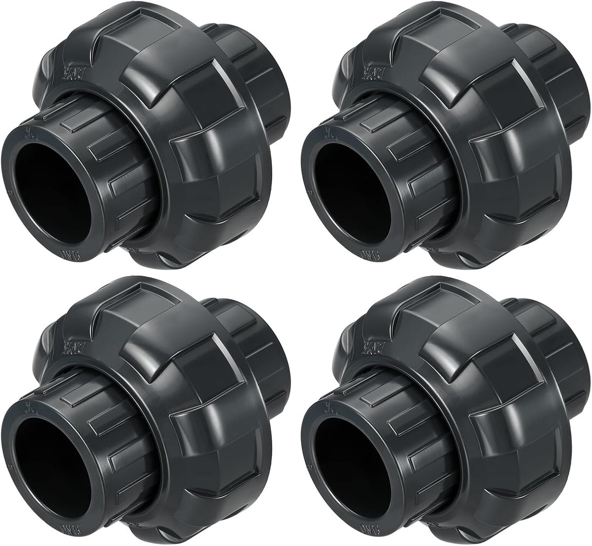 DTGN 4Pcs 1 1/2" PVC Union Coupling Pipe Fitting SCH80 Slip Union Adapter