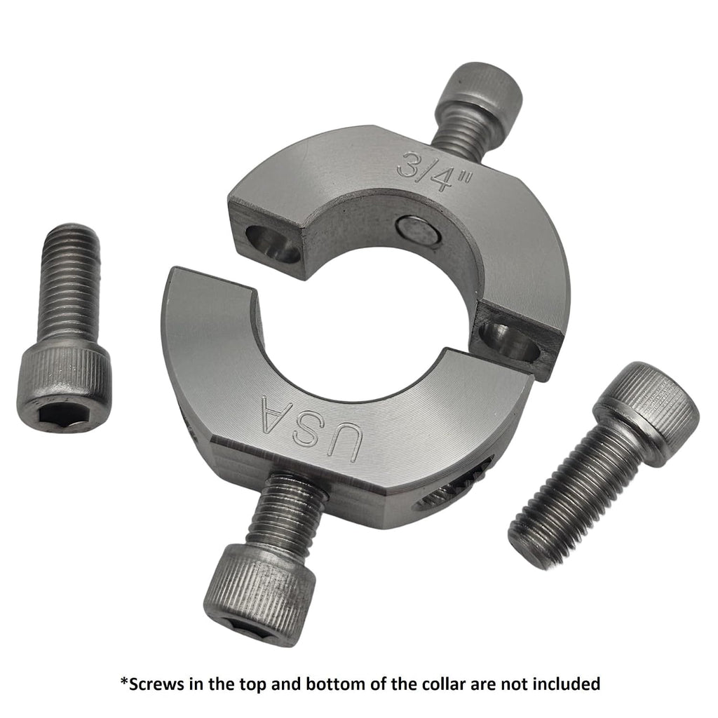– 0.75" Bore Diameter – Mountable Clamping Two Piece Shaft Collar - 303 Stainless Steel (1 Pack)