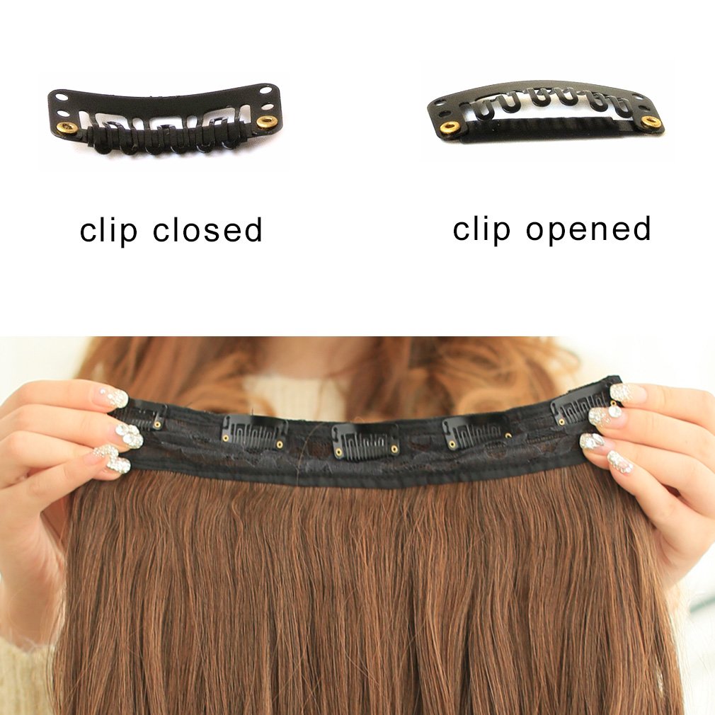 18" 1-Pack 3/4 Full Head Curly Wavy Clips in on Synthetic Hair Extensions HE008 Hairpieces for Women 5 Clips 4.0 Oz
