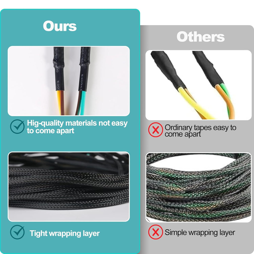 22FT 4 Pin 5 Wire Trailer Wiring Harness with Nylon Net Tube Guard