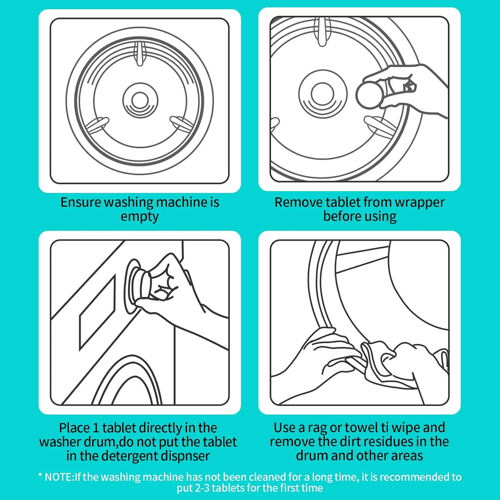 Washing Machine Cleaner Tablets, 24 Pack - Up to 1 Year Supply