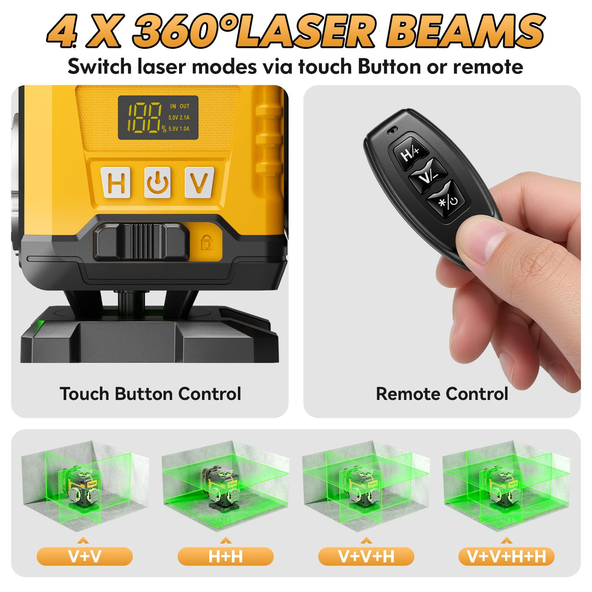 16 Lines Laser Level with Tripod, 4 X 360° Self Leveling for Construction