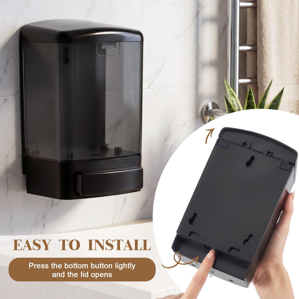 6 Pcs Wall Mounted Soap Dispenser,33.8 Oz 1000 Ml,All Black