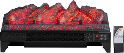 23 Inch Electric Fireplace Insert Log with Remote & Timer, 1400W Recessed Stove Heater with Overheat Protection, 6