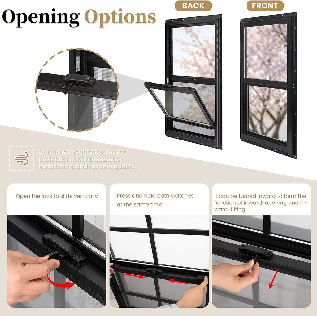Vinyl Single Hung Sliding Window, 30" x 54" Black