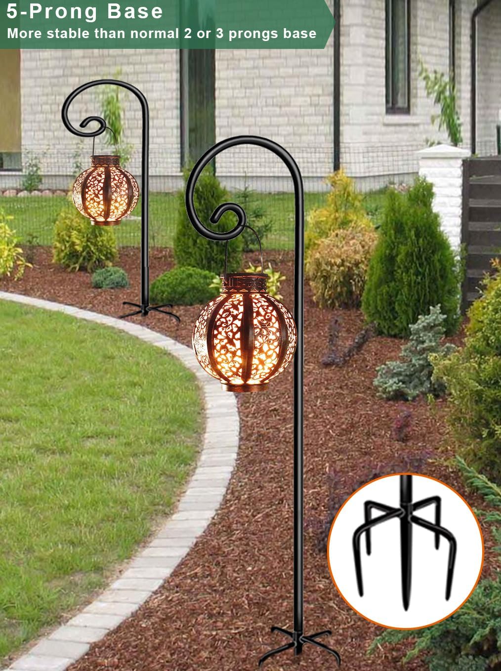 76 Inch Shepherds Hooks for Outdoor Hanging Plant, 2 Pcs
