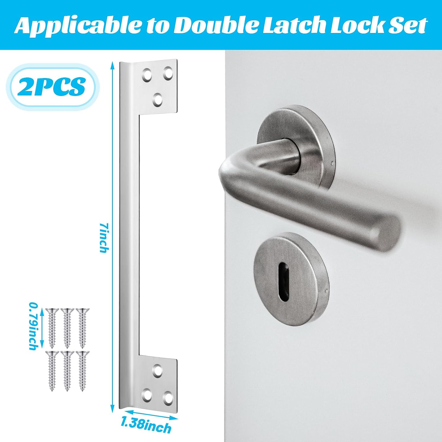 2 Pcs Door Latch Guard Plate 7 Inch Outswing Angle Latch Protector Shield L Shaped Security Reinforcement Striker