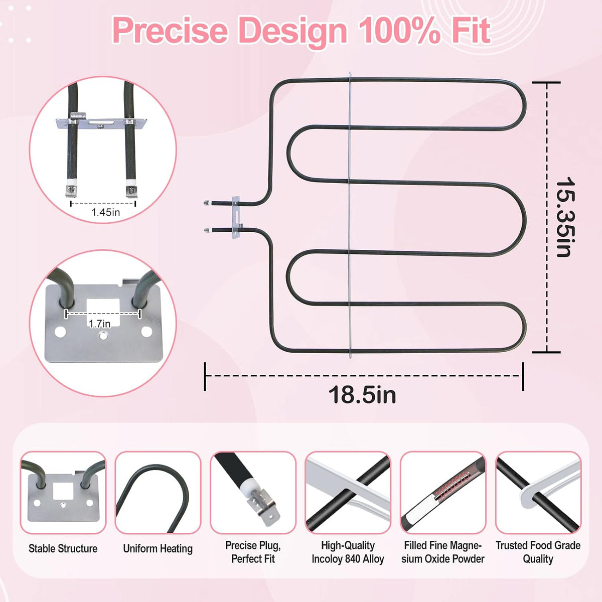 LXun Upgraded DG47-00045A Broil Element Compatible with Samsung Electric Freestanding Range Oven Part for Samsung DG47-00045A Oven Heating Element for samsung Oven Broiler Heater element NE594R0ABSR