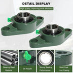 2 Pack UCFL206-20 Pillow Block Bearing – Flange 2 Bolt Mounted Pillow Block Bearings – Bearing Steel Bearings with 1-1/4" Bore - Self-aligning Bearings with Solid Cast Iron Base