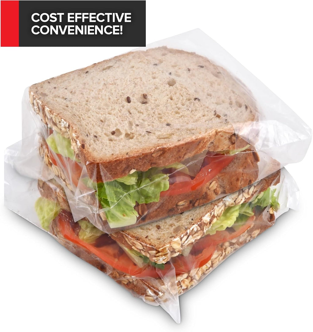 1000 Count Clear Fold Top Sandwich Bags, Bulk Disposable Plastic Bags with Fold Over Closure for Restaurants