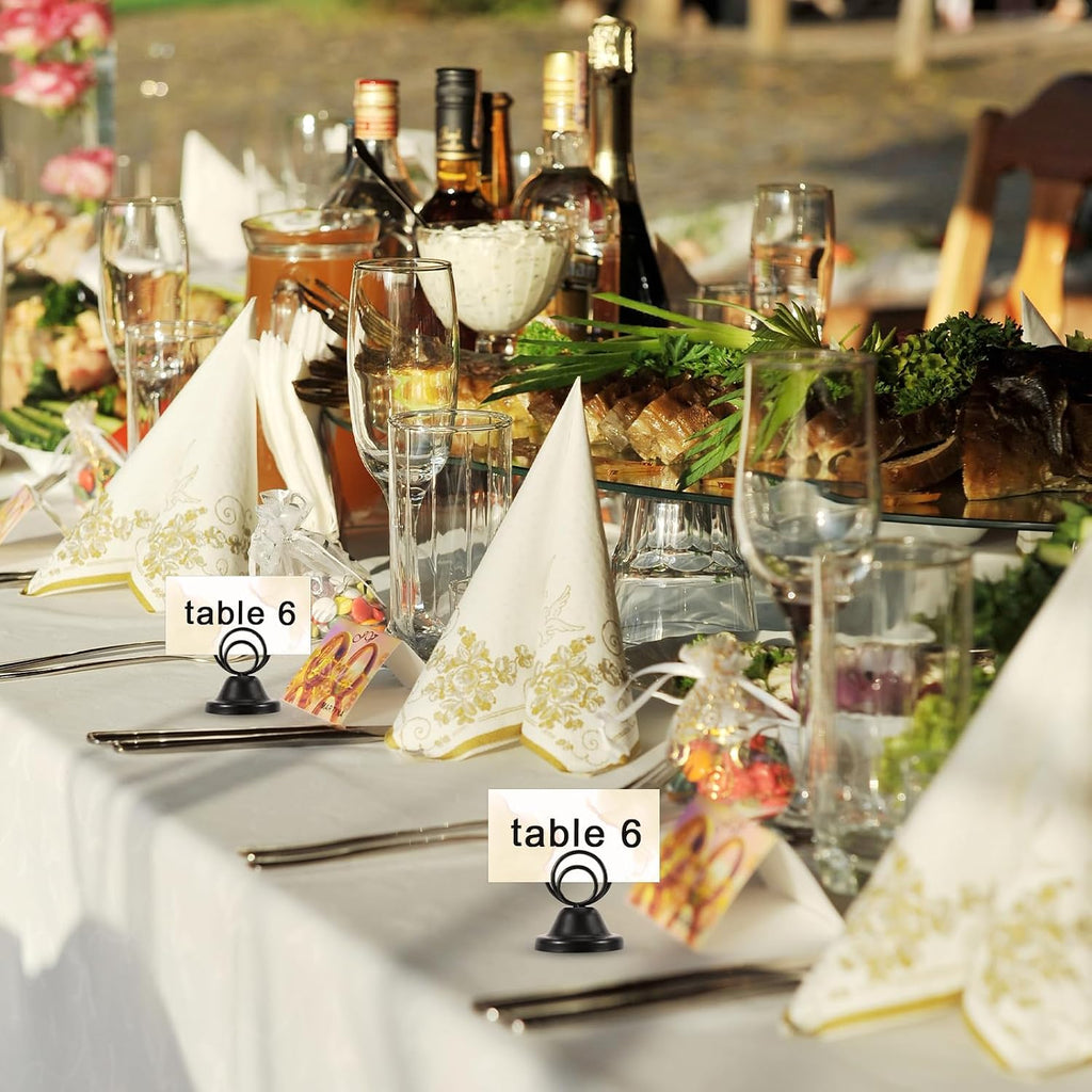 12Pcs Table Number Holders, Metal Black Finish Wire Picture Stands Name Menu Clips Place Card/ Memo/Photo Table Sign