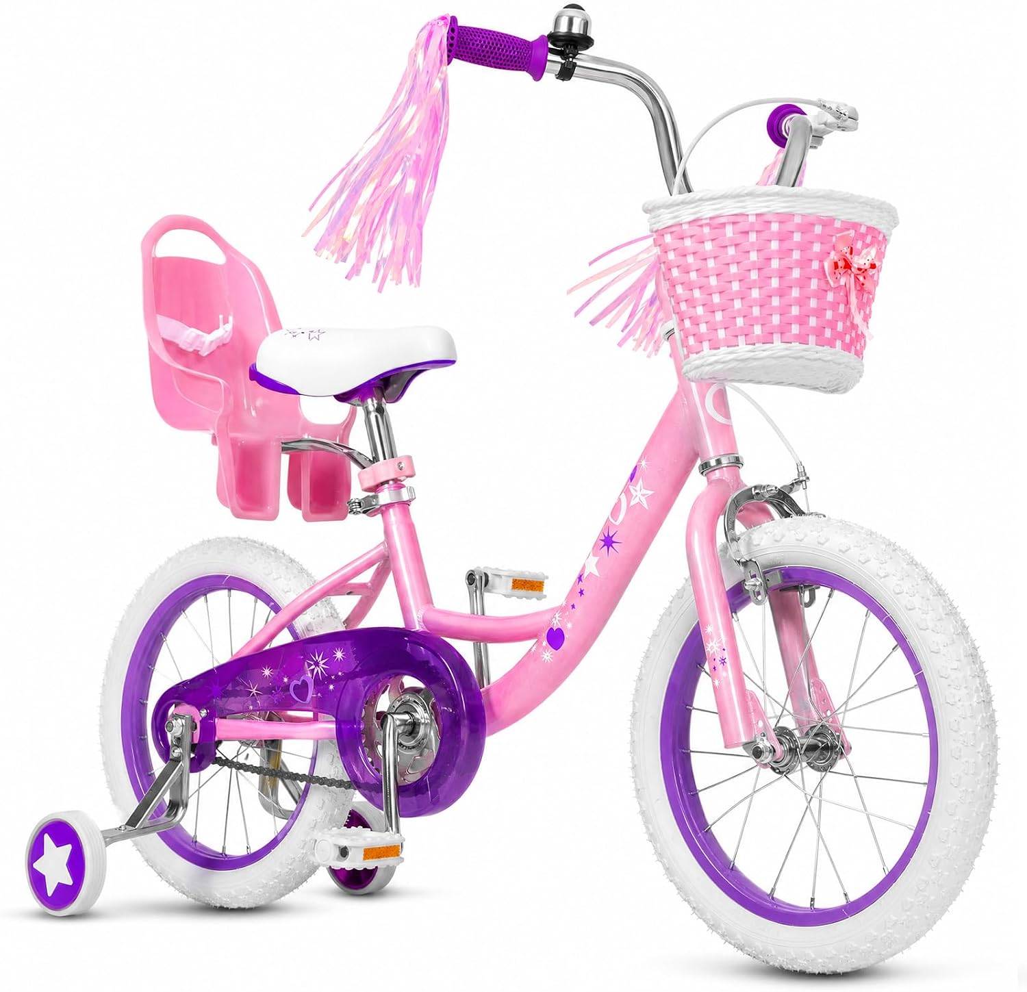 14 16 Inch Kids Bike Girls Toddle Bicycle Ages 3-7 Training Wheels | High Carbon Steel Frame, Training Wheels