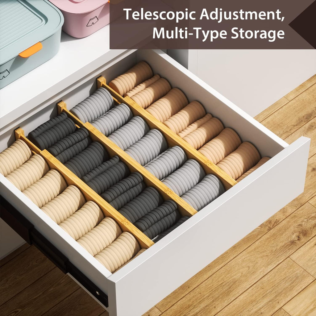 4 PCS Drawer Divider, 17"-22" Adjustable Bamboo Drawer Dividers Organizers, Expandable Separators for Kitchen
