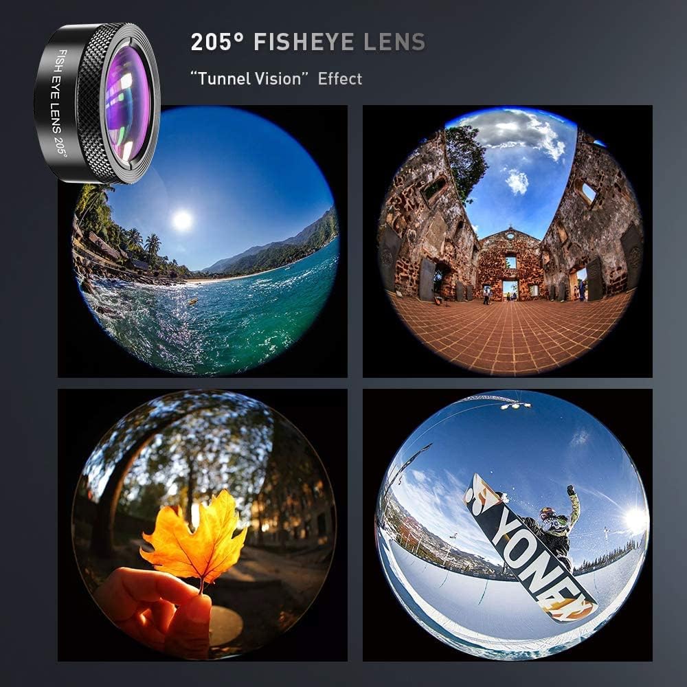 6 in 1 Phone Lens Kit - 22x Telephoto Lens, 205° Fisheye Lens, 120° Wide Angle Lens & 25X Macro Lens(Screwed