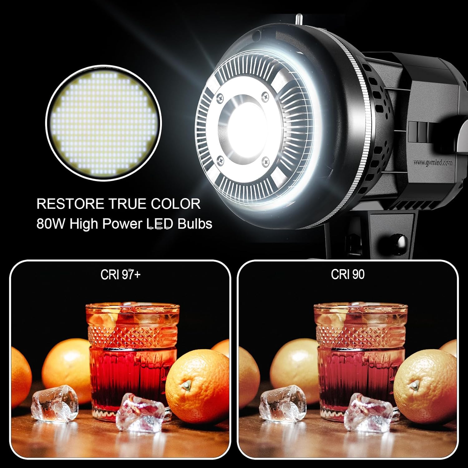 GVM 80W Video Light, Studio Lights for Photography, Softbox Lighting Kit with Bowens Mount, CRI97+ 5600K Colour