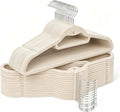 Velvet Hangers 30 Pack, Ivory Non Slip Hangers with 360° Swivel Hook | Cascading Hooks; Thin Space Saving Heavy Duty