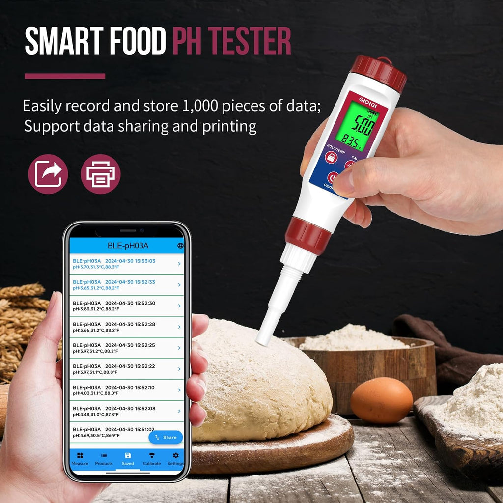 Smart pH Tester Strips for Food, Digital pH Meter for Canning