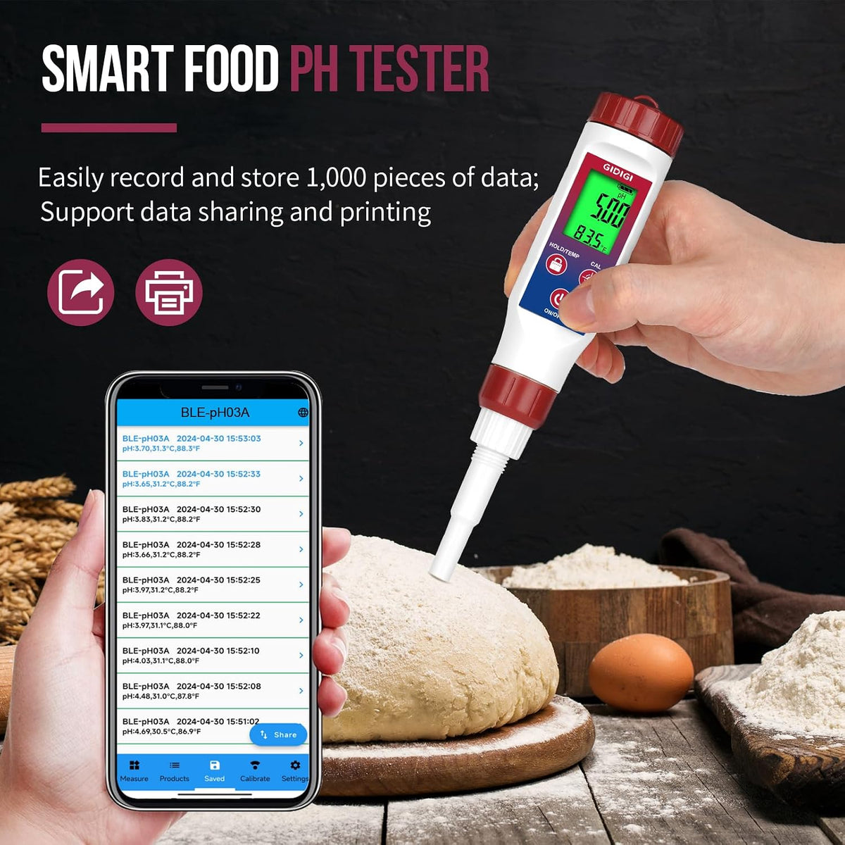 Smart pH Tester Strips for Food, Digital pH Meter for Canning