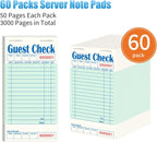 60 Pack/3000 Tickets Guest Checks Books for Servers, Green