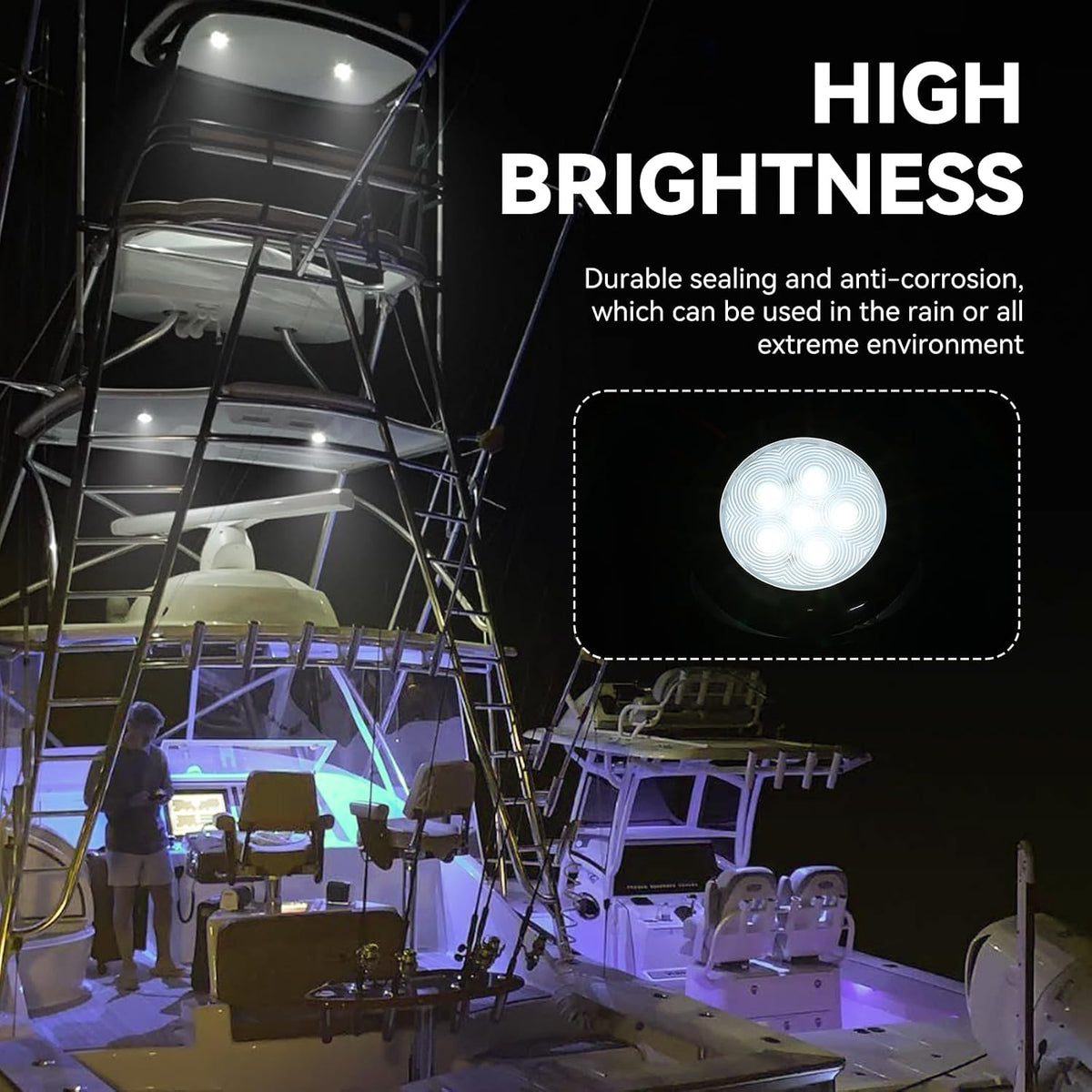 4 Pack IP68 Waterproof LED Boat Courtesy Lights, White