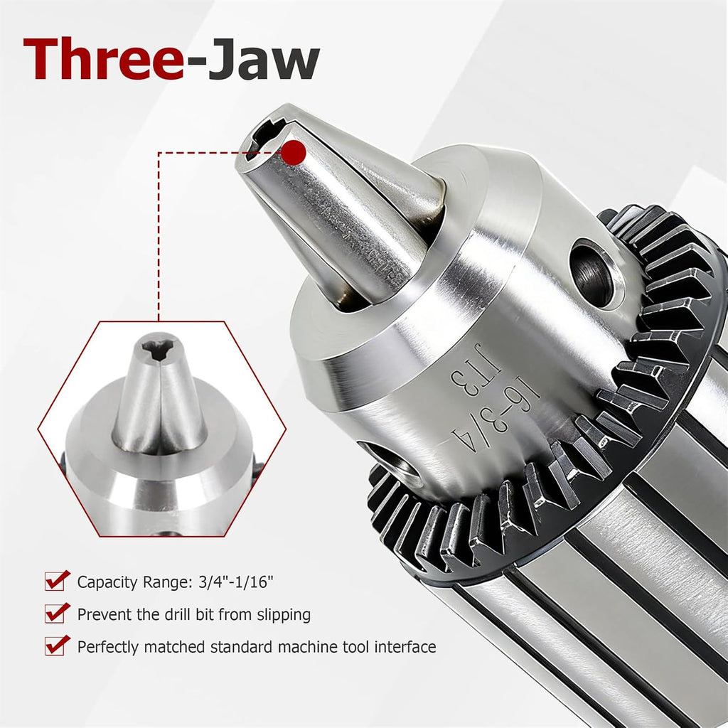 findmall JT3 Drill Chuck 3/16 Inch - 3/4 Inch Drill Press Chuck