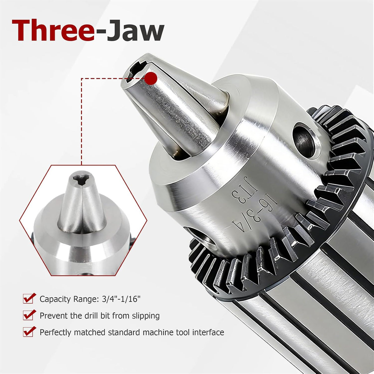 findmall JT3 Drill Chuck 3/16 Inch - 3/4 Inch Drill Press Chuck