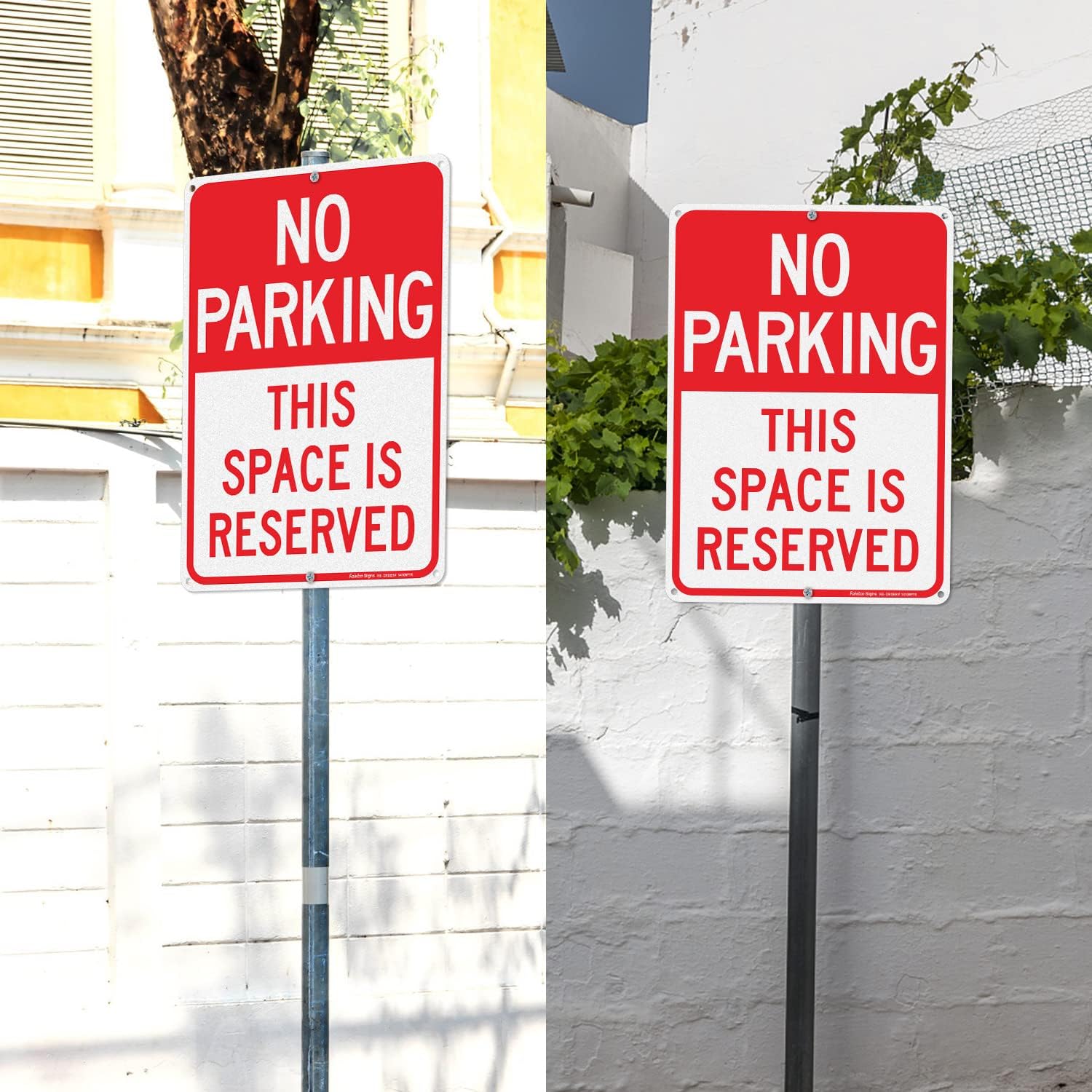 No Parking This Space Is Reserved Sign, 14 x 10 Inch Reflective Aluminum Sign, UV Protected and Weatherproof, Durable