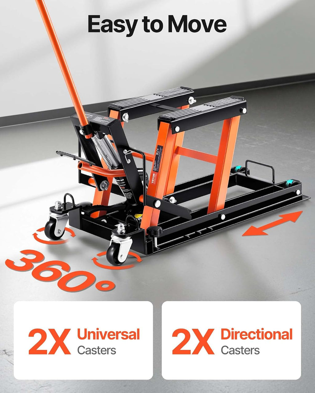 Hydraulic Motorcycle Lift Jack 1500 LBS Capacity ATV Scissor Lift Jack Portable Motorcycle Lift Table with 4 Wheels