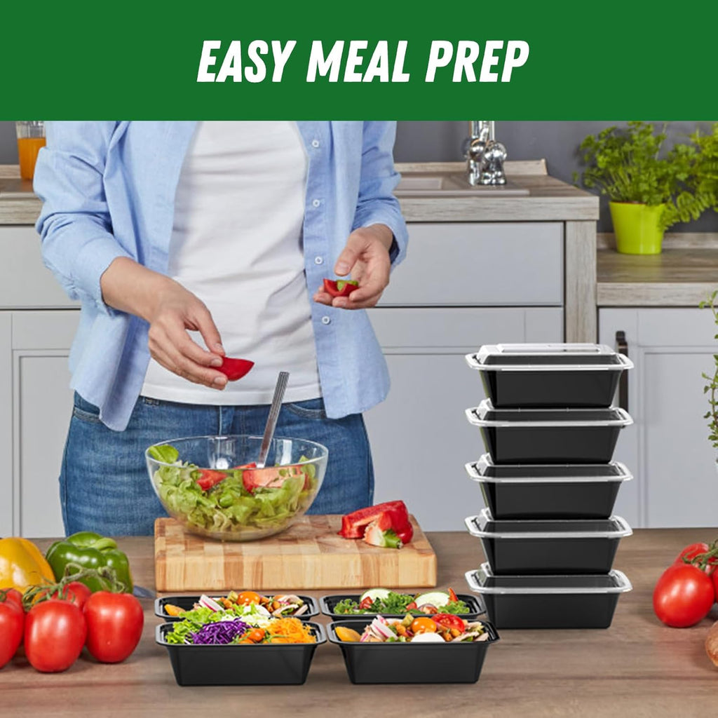 50 Pack (100-Piece) 24 oz Meal Prep Containers Reusable with Lids