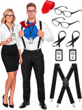 6 Pcs Halloween Reporter Nerd Couple Costume Accessories Set